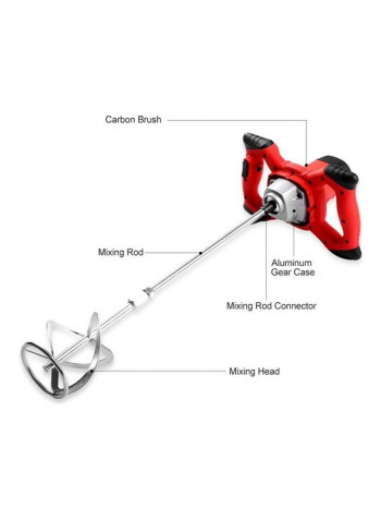 Electric Cement Mixer Silver/Red