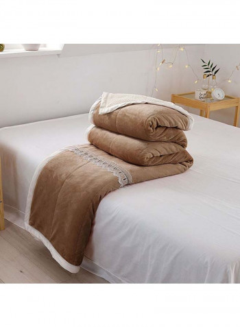Lace Design Cozy Warm Blanket Cotton Coffee 200x230centimeter