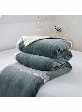 Lace Design Cozy Warm Blanket Cotton Grey 200x230centimeter