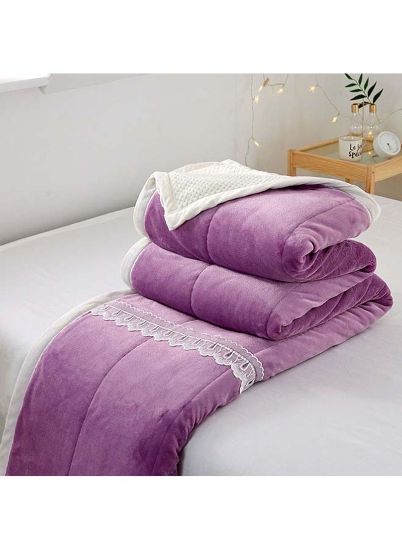 Lace Design Cozy Warm Blanket Cotton Purple 200x230centimeter