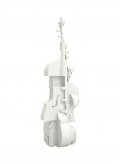 3D Violin Fantasia Sculpture White 4.3x3.9x14.2inch