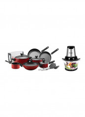 15-Piece Classique Cookware Set With Food Chopper Red/Black/White 260g
