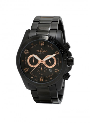 Men's Men's Watch Chronograph Display Black Dial Black Stainless Steel Bracelet - T3149-Bbbbk
