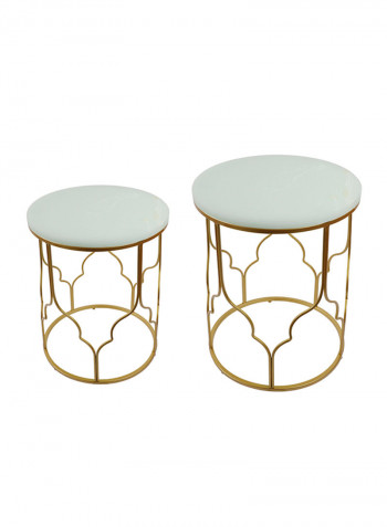 2-Piece Metallic Table Gold/White