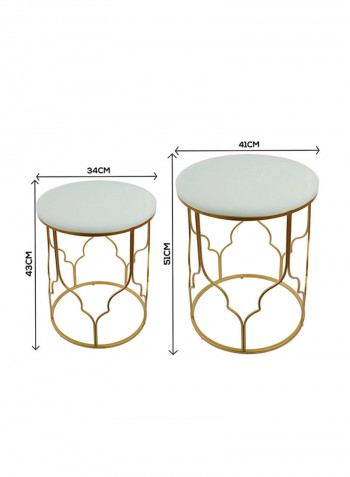 2-Piece Metallic Table Gold/White