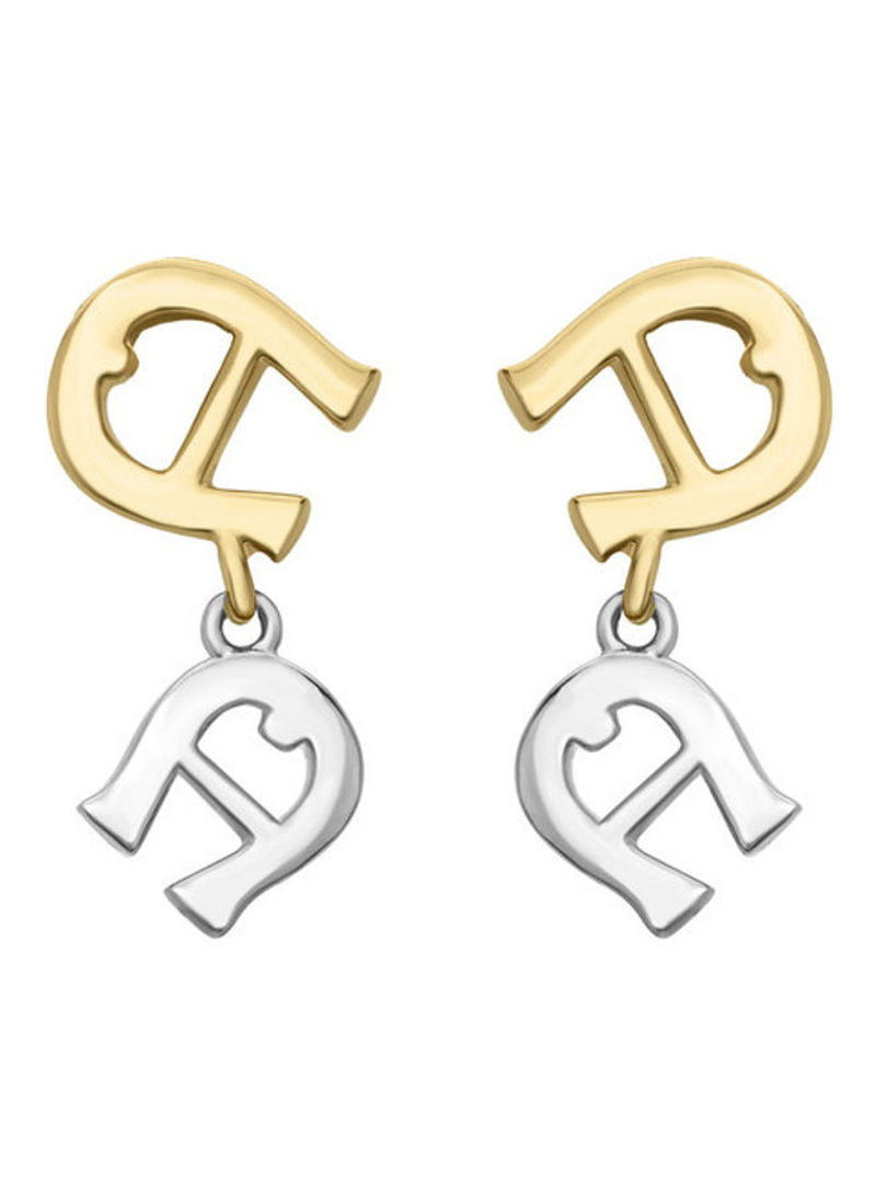 Gold And Rhodium Plated Earrings