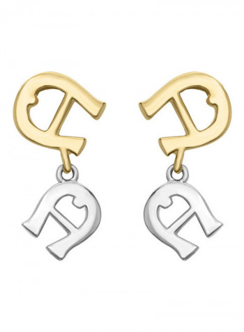 Gold And Rhodium Plated Earrings