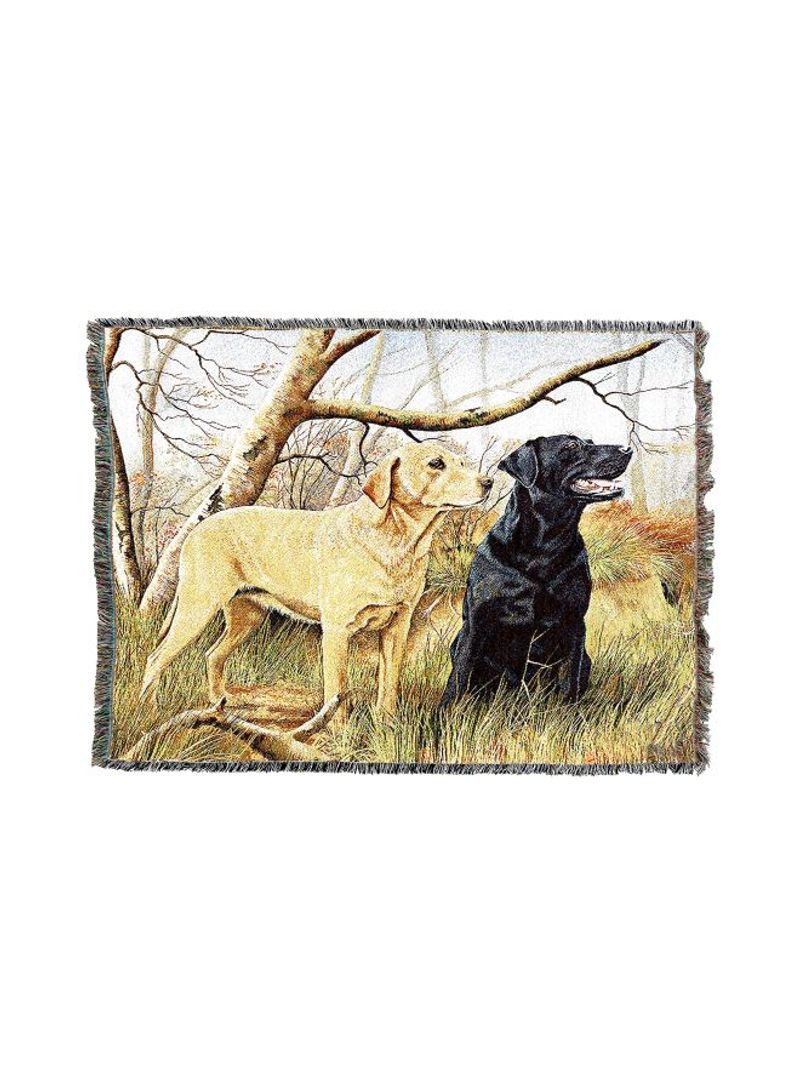 Labrador Retrievers Woven Tapestry Throw Blanket Black/Beige/Green