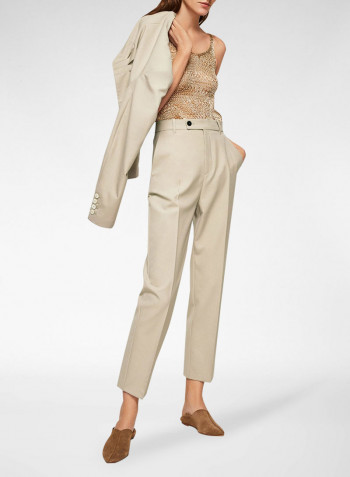 Straight-Fit Trousers Beige