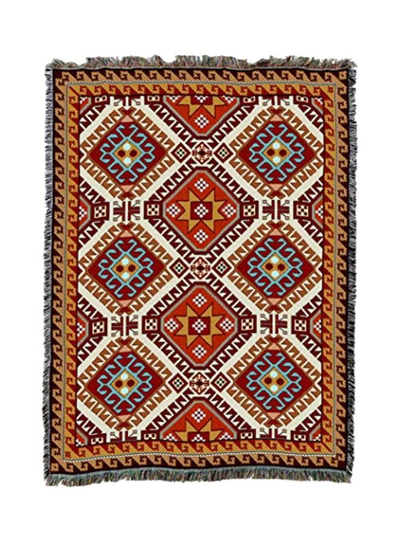 Printed Throw Blanket Brown/Red/Blue 72x54inch
