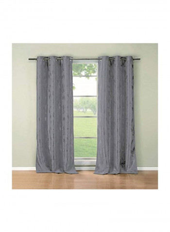 2-Piece Blair Metallic Floral Panel Drapes Grey 36x84inch