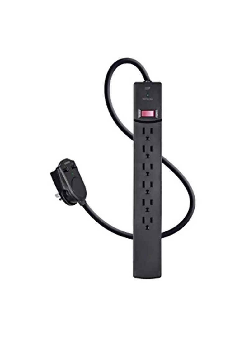 6-Outlet Surge Protector Power Strip Black 14x4.3x2inch