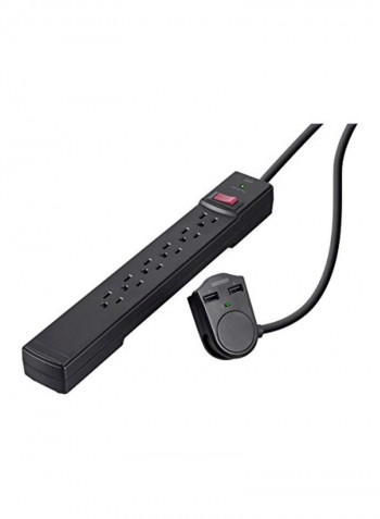 6-Outlet Surge Protector Power Strip Black 14x4.3x2inch