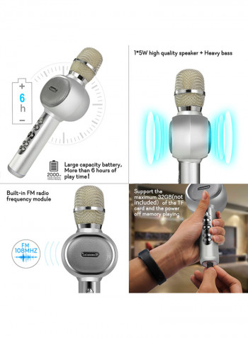 Bluetooth Karaoke Microphone With USB And Speaker MM-1 Silver