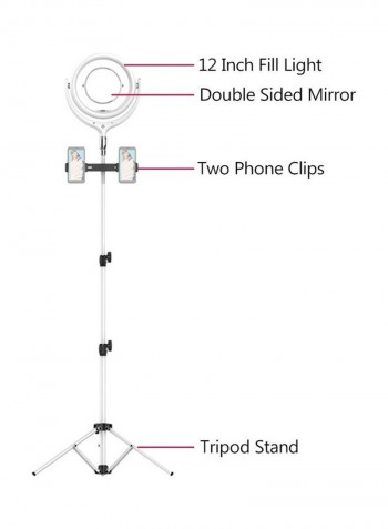 LED Fill Ring Light Kit Set for Photography with Mirror White/Black