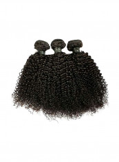 3-Piece Brazilian Kinkys Curly Hair Extension Bundles Natural Black 14inch