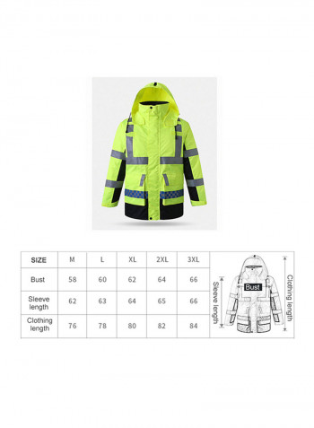 Waterproof Reflective Safety Rain Jacket With Detachable Down Hood Fluorescent yellow XL