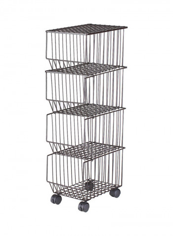 4 Layer Foods and Vegetable Storage Trolley Grey 42.00 x 29.80 x 30.00cm
