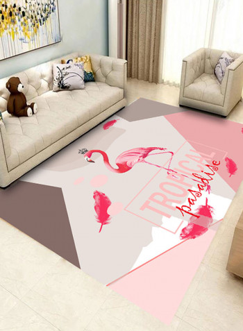 Flamingos Pattern Rectangle Washable Cozy Carpet Pink/Grey 140x200centimeter