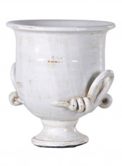 Urn With Low Handles Rustic White 29centimeter