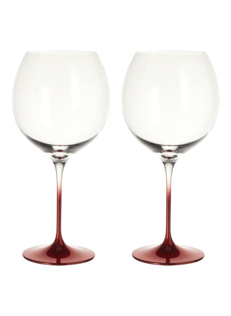 2-Piece Allgorie Premium Rosewood Wine Glass Set Clear/Red 262millimeter