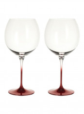 2-Piece Allgorie Premium Rosewood Wine Glass Set Clear/Red 262millimeter