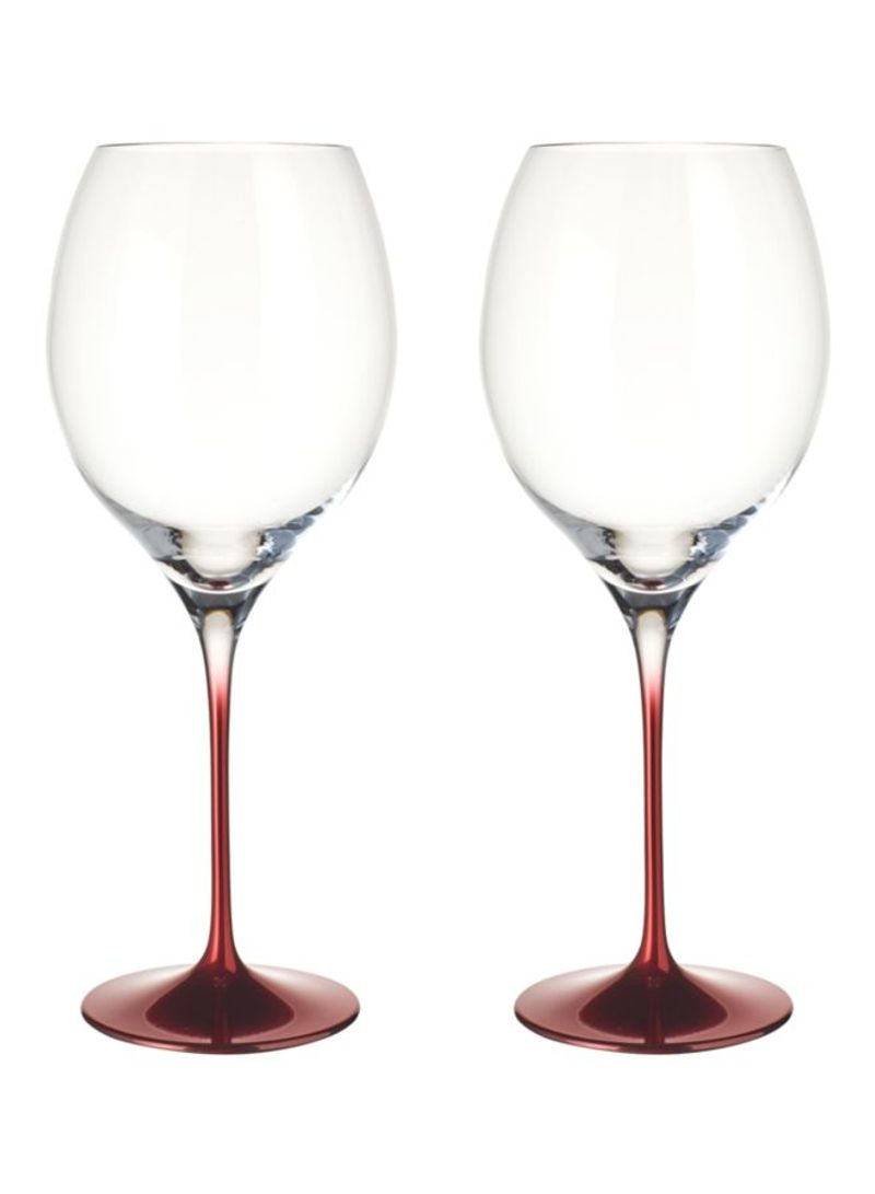 2-Piece Allgorie Premium Rosewood Wine Glass Set Clear/Red 294millimeter