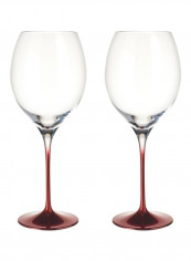 2-Piece Allgorie Premium Rosewood Wine Glass Set Clear/Red 294millimeter
