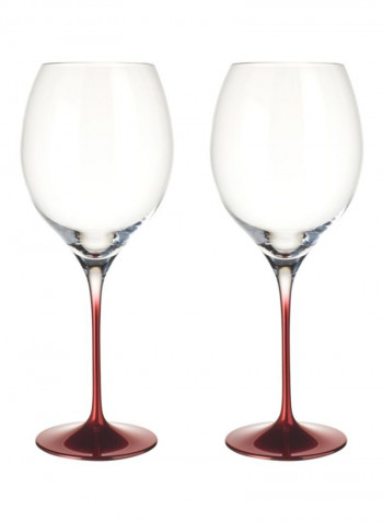 2-Piece Allgorie Premium Rosewood Wine Glass Set Clear/Red 294millimeter