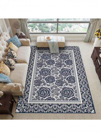 Floral Pattern Floor Rug Grey/Blue/White 140x200cm