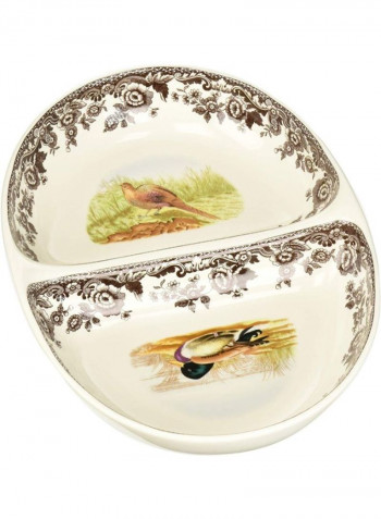 Pheasant And Mallard Divided Dish Bowl Beige/brown