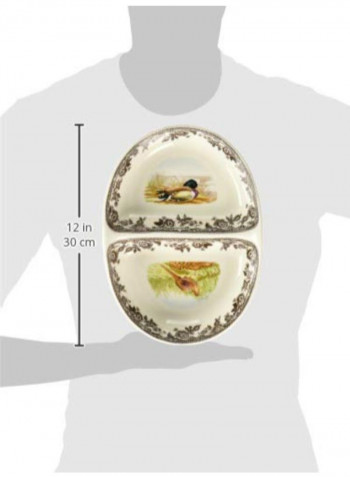 Pheasant And Mallard Divided Dish Bowl Beige/brown