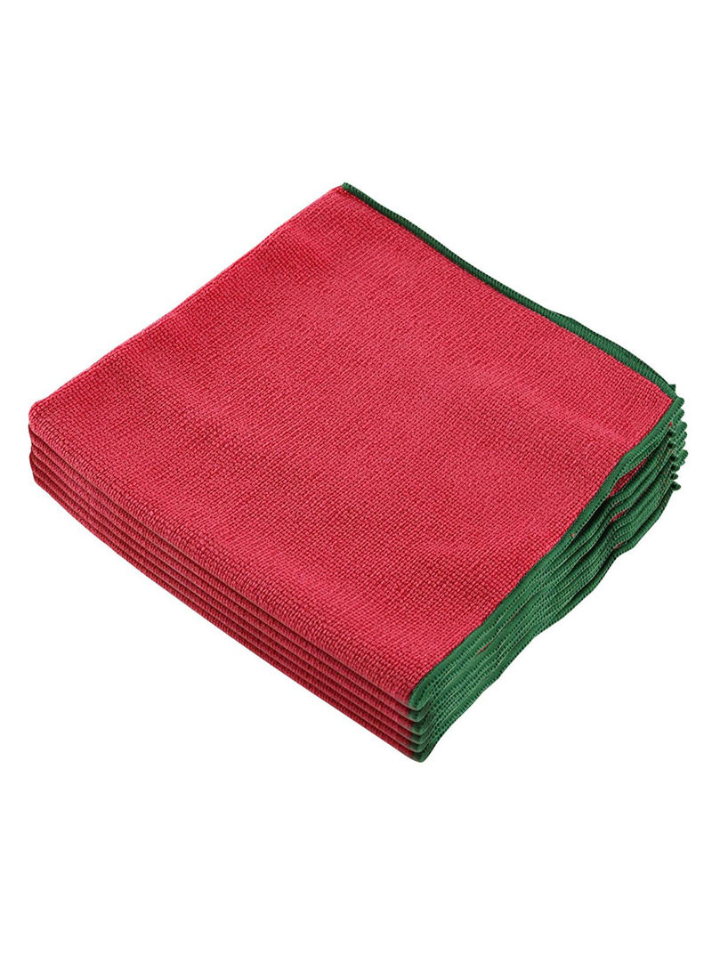 Pack Of 4 Reusable Microfiber Cloth Red/Green 15.75 x 15.75inch