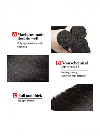 3-Piece Straight Hair Extension Set Black
