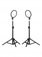 6-Piece LED Camera Video Light And Stand Kit Black