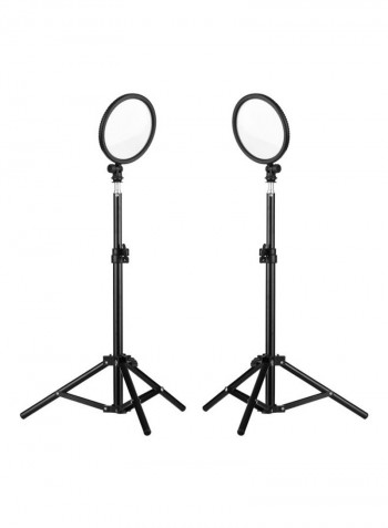 6-Piece LED Camera Video Light And Stand Kit Black