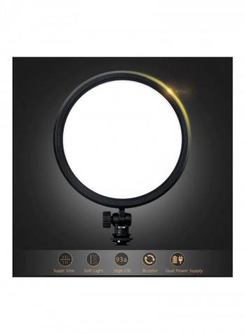 6-Piece LED Camera Video Light And Stand Kit Black