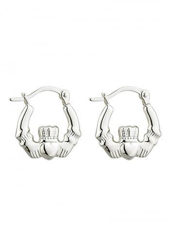 925 Sterling Silver Claddagh Small Hoops Earrings