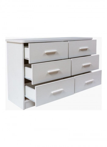 Boston 6-Drawer Master Dresser White 75 x 120cm
