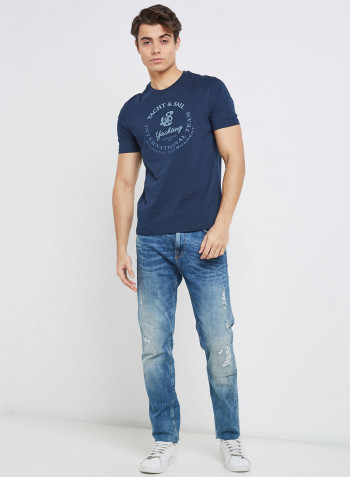 Half Sleeve Casual T-Shirt Navy Blue