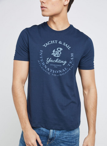 Half Sleeve Casual T-Shirt Navy Blue