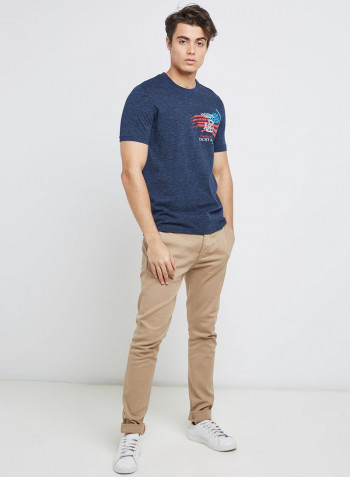 Half Sleeve Casual T-Shirt Navy Blue