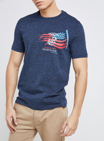 Half Sleeve Casual T-Shirt Navy Blue