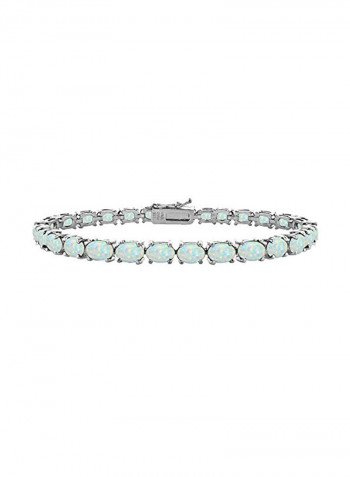 925 Sterling Silver Opal Studded Tennis Bracelet
