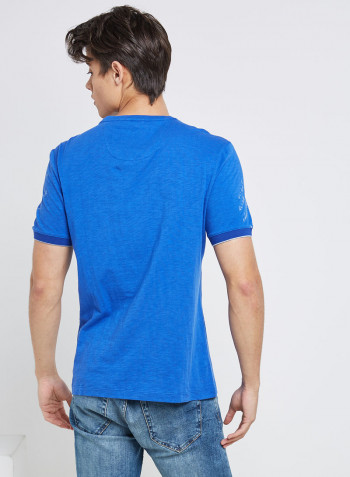 Half Sleeve Casual Printed T-Shirt Blue