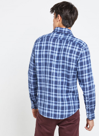 Full Sleeve Linen Semi Formal Shirt Blue Light