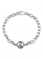 Sterling Silver Tahitian South Sea Cultured Pearl Link Bracelet