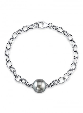 Sterling Silver Tahitian South Sea Cultured Pearl Link Bracelet