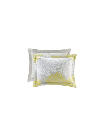 5-Piece Floral Printed Comforter Set Fabric Grey/Yellow/White Queen