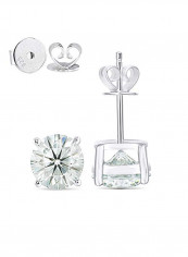 10K Platinum Plated 2 Carat Lab Grown Moissanite Stud Earrings